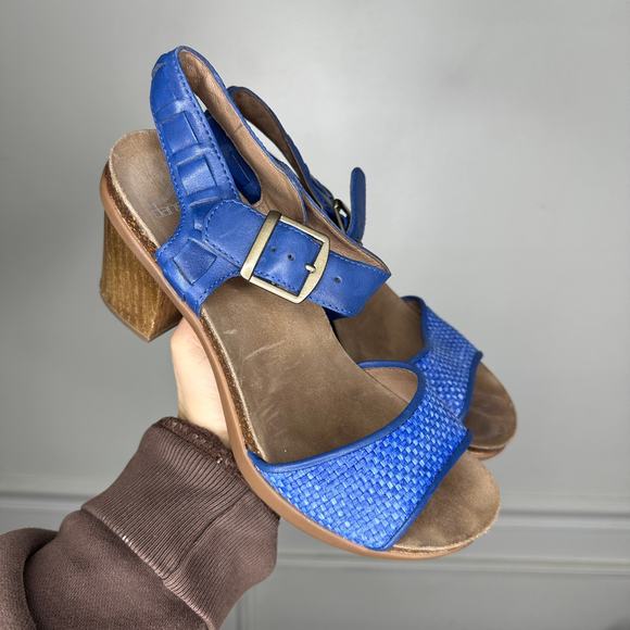 Dansko Debby Blue Woven Leather Heeled Comfort Sandal Womens EU 38 US 7.5-8 - Picture 3 of 10